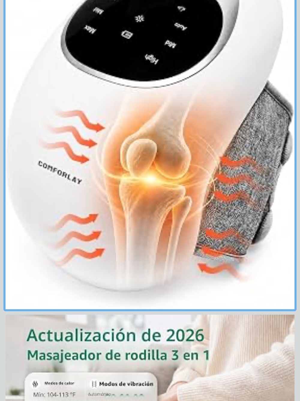 Therabody White Knee Massager with Gray Strap
